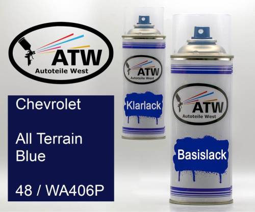 Chevrolet, All Terrain Blue, 48 / WA406P: 400ml Sprühdose + 400ml Klarlack - Set, von ATW Autoteile West.